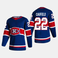 Men's Montreal Canadiens Cole Caufield #22 2021 Season Reverse Retro Authentic Blue Jersey