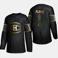 Men's Montreal Canadiens Jacques Plante #1 2019 Golden Edition Black Retired Player Jersey