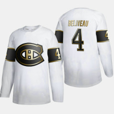 Men's Montreal Canadiens Jean Beliveau #4 Golden Edition White Retired Authentic Jersey
