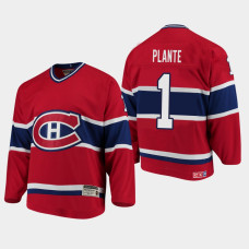 Montreal Canadiens #1 Jacques Plante Throwback Heroes of Hockey CCM Red Retired Jersey