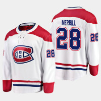Men's Montreal Canadiens Jon Merrill #28 Away 2021 White Jersey