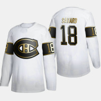 Men's Montreal Canadiens Serge Savard #18 Golden Edition White Retired Authentic Jersey