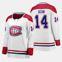 Women Montreal Canadiens Nick Suzuki #14 2021 Away White Jersey