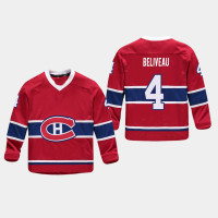 Youth Montreal Canadiens Jean Beliveau #4 Replica Player Home Red Retired Jersey