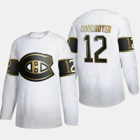 Men's Montreal Canadiens Yvan Cournoyer #12 Golden Edition White Retired Authentic Jersey