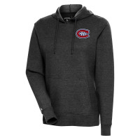 Montreal Canadiens Antigua Women's Action Chenille Pullover Hoodie - Heather Black