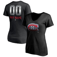 Montreal Canadiens Women's Personalized Midnight Mascot Logo V-Neck Black T-Shirt